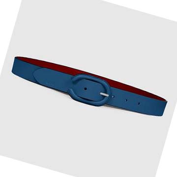 Women's Ecco Formal Covered Belts Blue | USA 398TCE